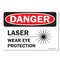 Signmission OSHA Danger Decal, Laser Wear Eye Protection, 18in X 12in Decal, 12" H, 18" W, Landscape OS-DS-D-1218-L-19419 - alternate 1